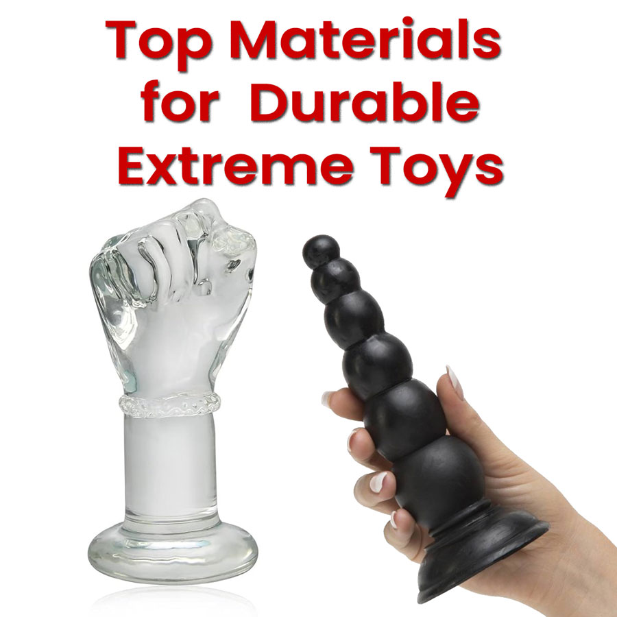 image of a glass anal toy and a silicone anal toy