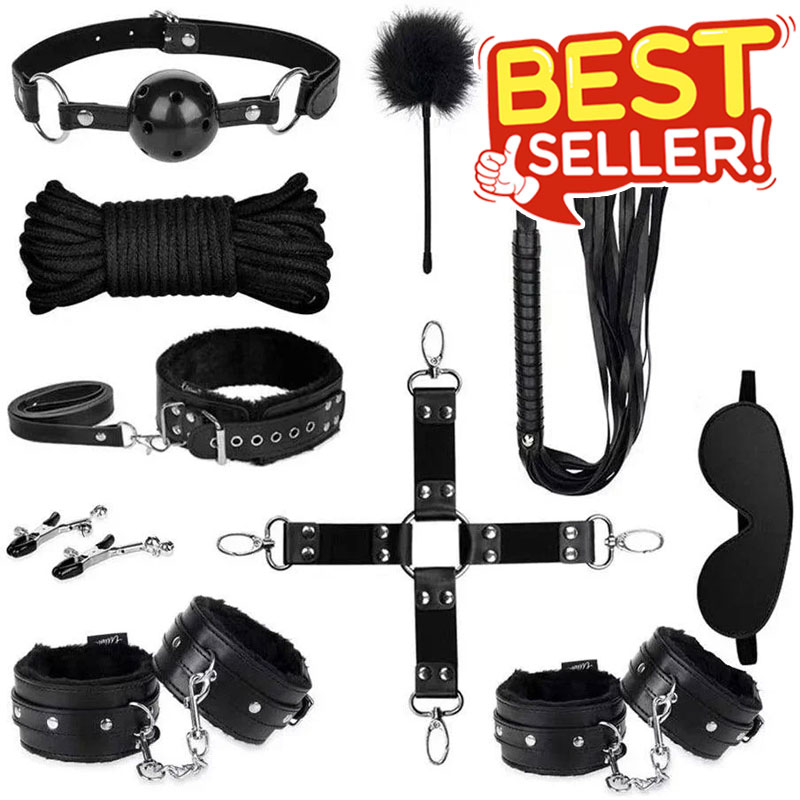 Adora Slap 'N Tickle Leather Bondage Kit - Black