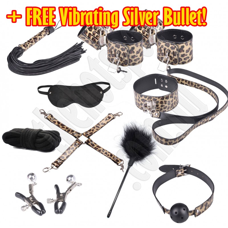 Slap 'N Tickle Cheetah Leopard 14 PCS Bondage Kit + FREE GIFT