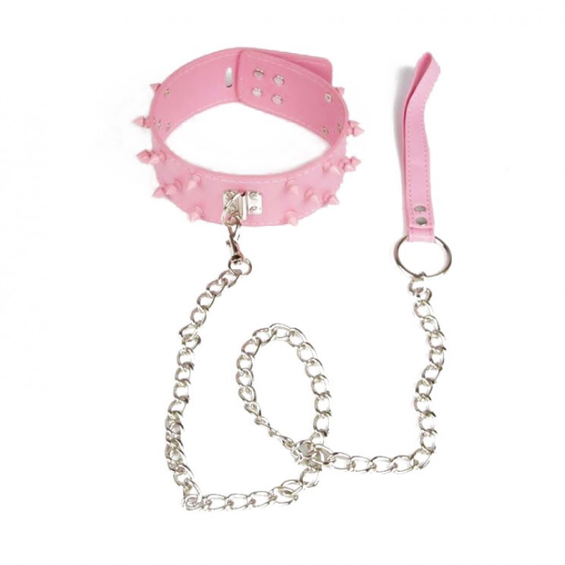 Adora Pink Studded Collar with Lead