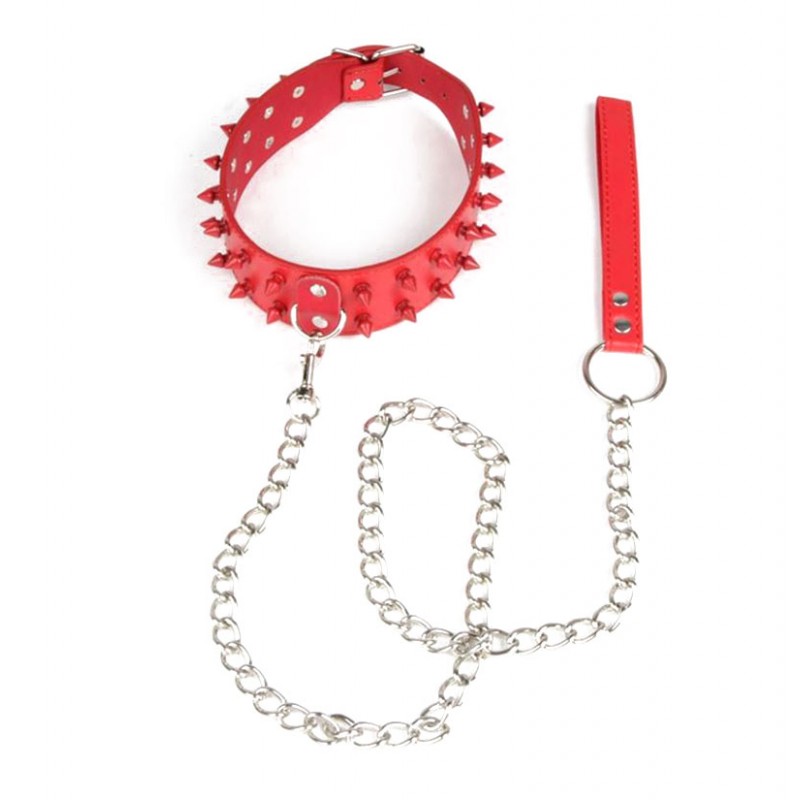 Adora Red Studded Collar with Lead