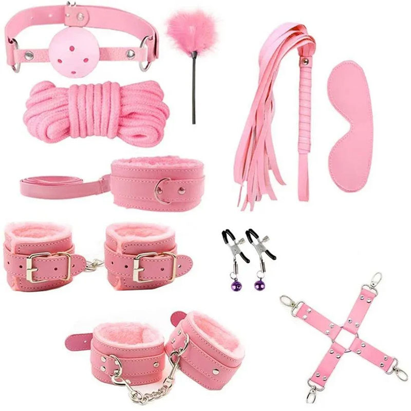 Adora Slap 'N Tickle Leather Bondage Kit - Pink