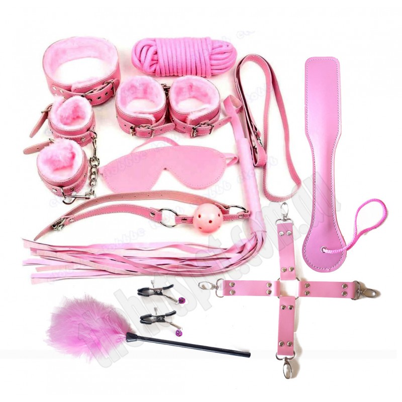Adora Slap 'N Tickle  Pink Leather Love Kit 14 PCS Bondage Kit