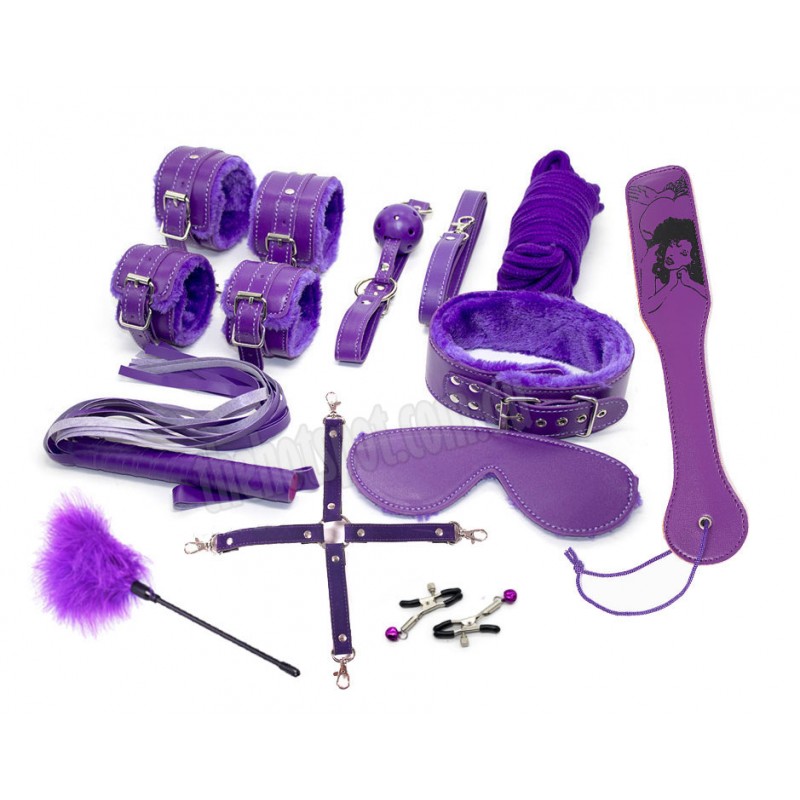 Adora Slap 'N Tickle  Purple Leather Love Kit 14 PCS Bondage Kit