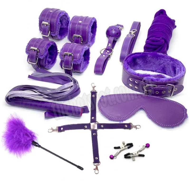 Adora Slap 'N Tickle Leather Bondage Kit - Purple