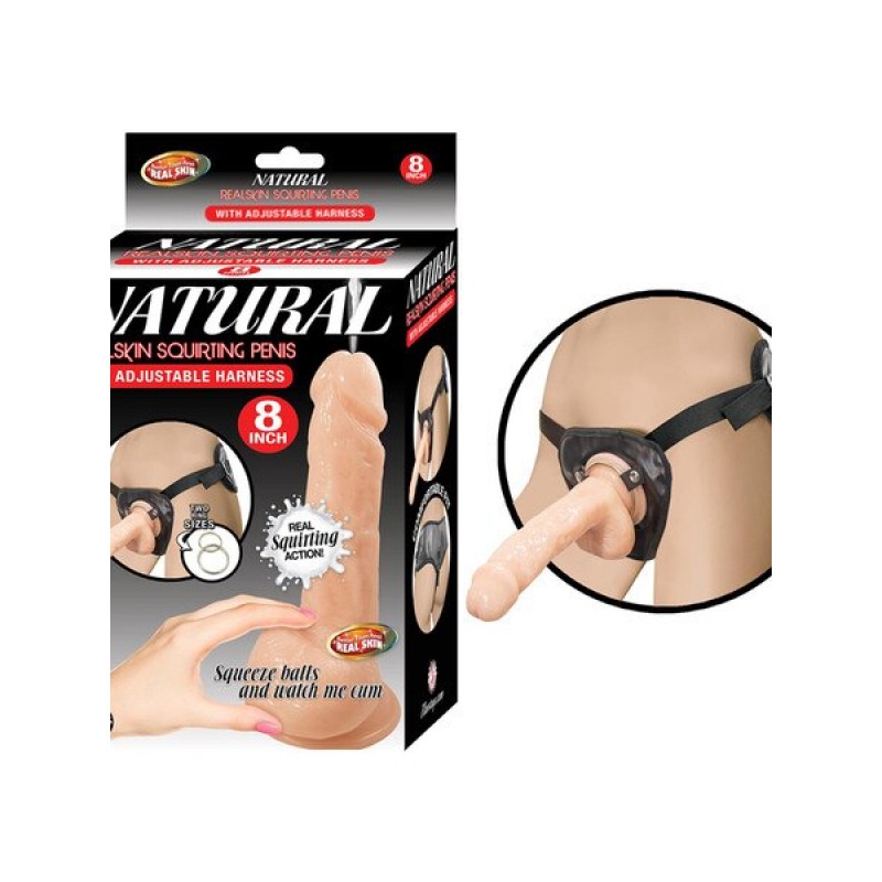 Natural Realskin Squirting Penis 8 in. - White