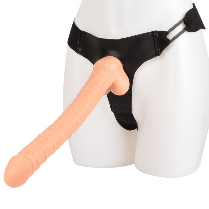 Adora 15 Inch Ribbed Strap On Dildo - Skin