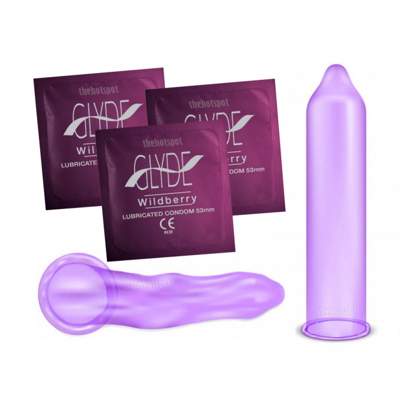 Glyde Wild Berry Flavoured Condoms with Lubricant