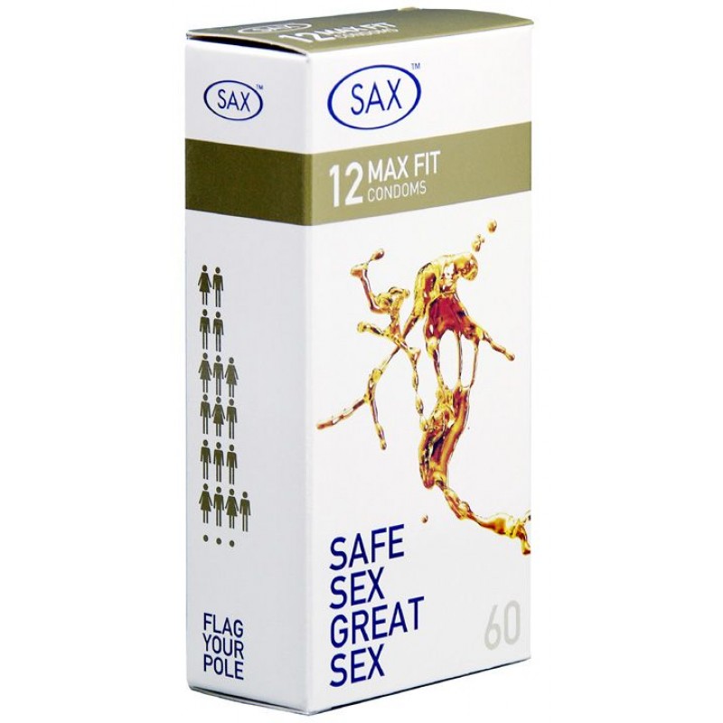 Sax Max Large Condoms with Lubricant - Box 12