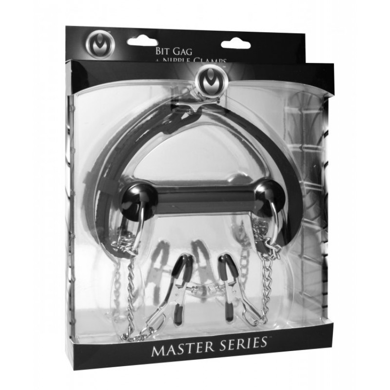 Master Series Equine Bit Gag with Nipple Clamps