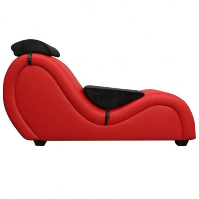 Kama Sutra Mebon Chaise Love Lounge Red with Black Pillows