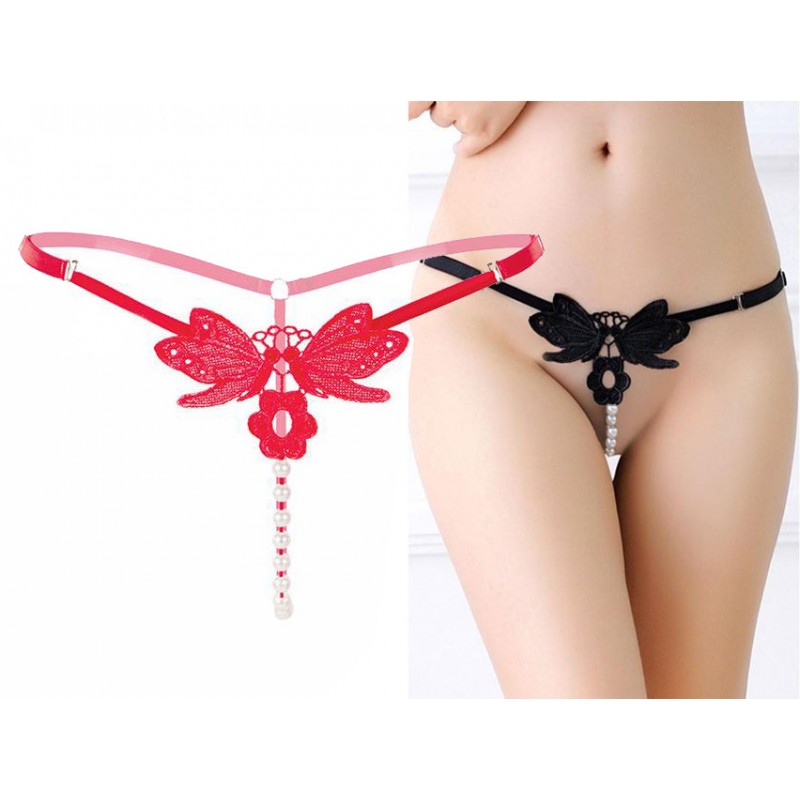 Butterfly Pearl G-String Panty - Red