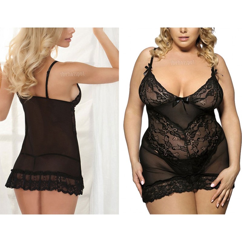 Sexy Camisole Lace Lingerie Small to Plus Size Mesh Erotic (XLIR-PS-01)