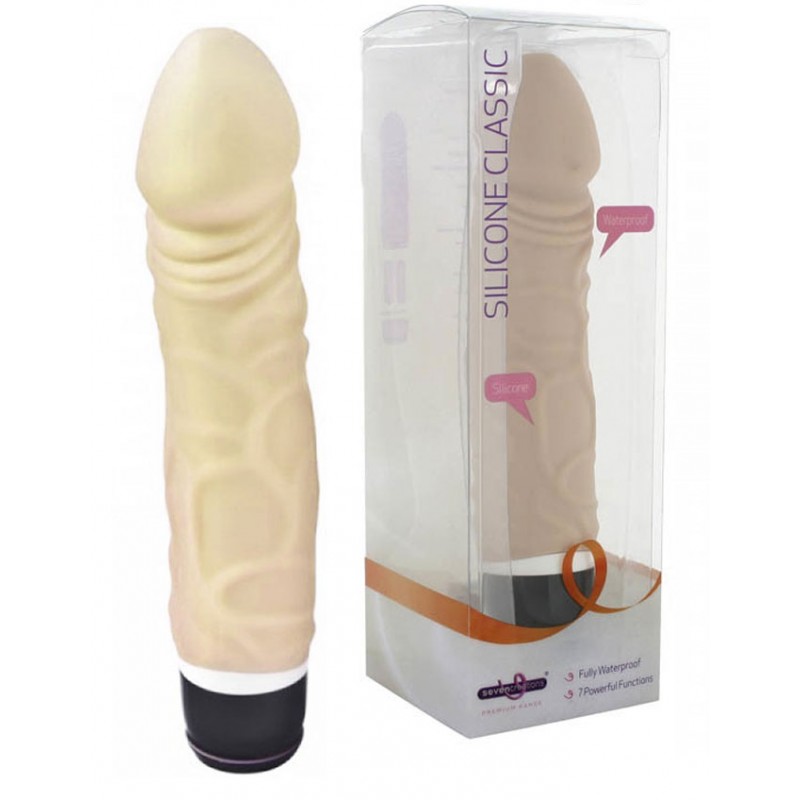 Seven Creations Silicone Classic Realistic Thick Veined Penis Vibrator - Skin