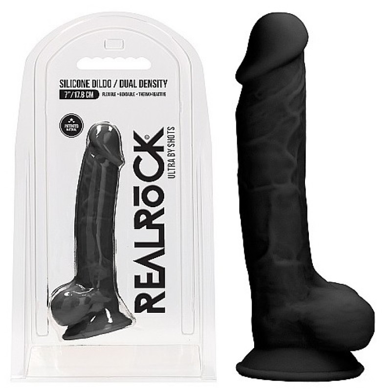 RealRock Ultra Dual Density Dildo With Balls 7 Inch - Black