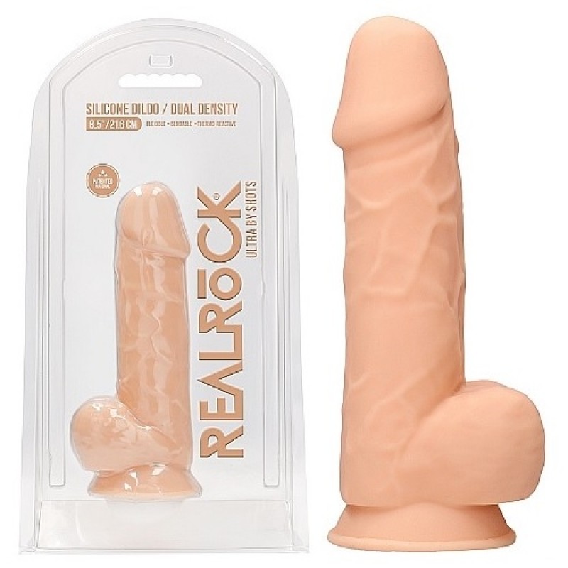 RealRock Ultra Dual Density Dildo With Balls 8.5 Inch - Flesh