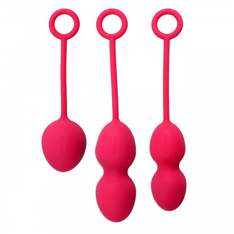 Svakom Nova Silicone Kegel Exercise Ben Wa Ball Set - Plum Red