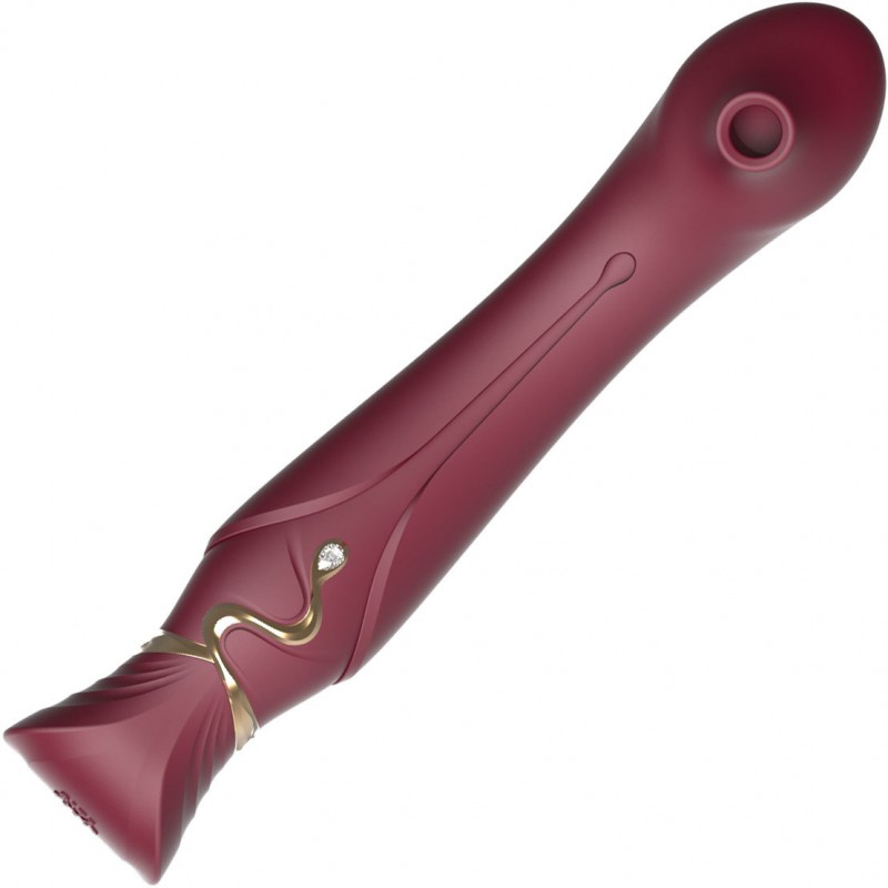 Zalo Queen Set G-Spot Stimulator with Suction Sleeve - Wine Red