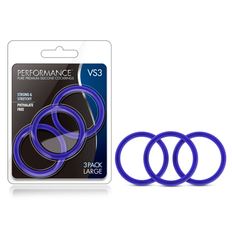 Performance VS3 Large Silicone Cock Rings - Blue