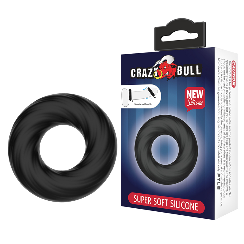 Crazy Bull Silicone Donut Cock Ring - Black