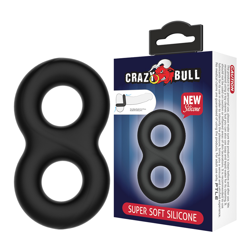 Crazy Bull Double Donut Cock Ring - Black