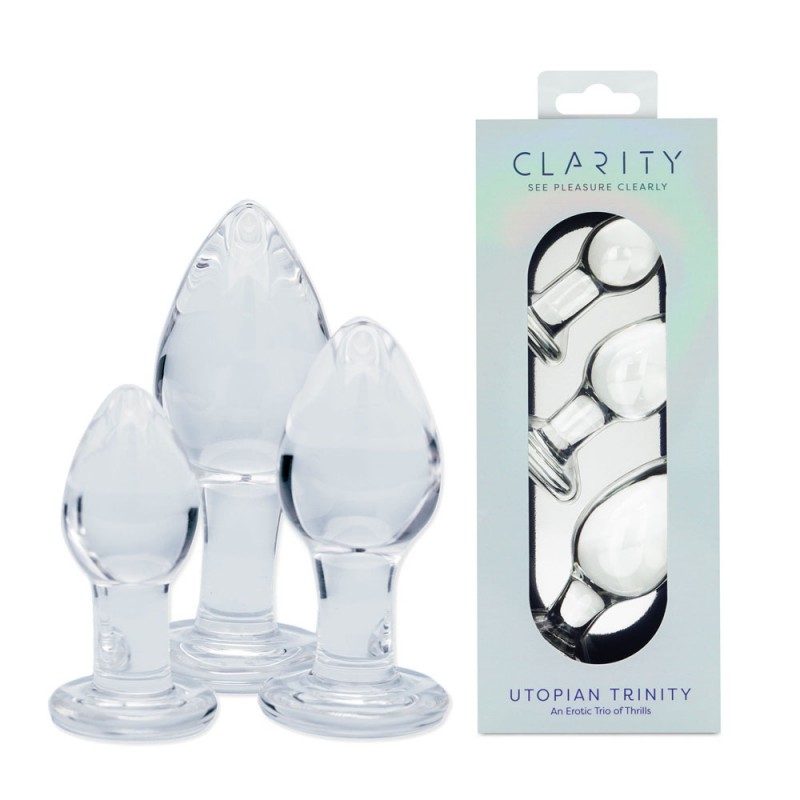 Clarity Utopian Trinity Glass Butt Plugs