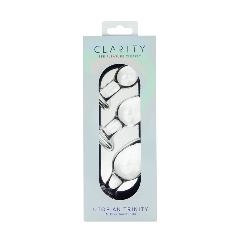 Clarity Utopian Trinity Glass Butt Plugs Clarity Utopian Trinity Glass Butt Plugs