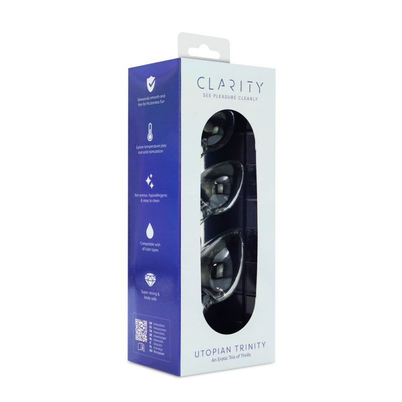Clarity Utopian Trinity Glass Butt Plugs Clarity Utopian Trinity Glass Butt Plugs