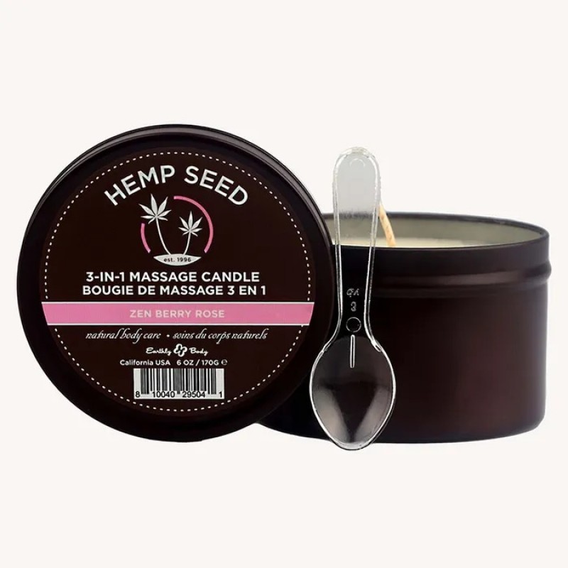 Hemp Seed 3-In-1 Massage Candle - Zen Berry Rose