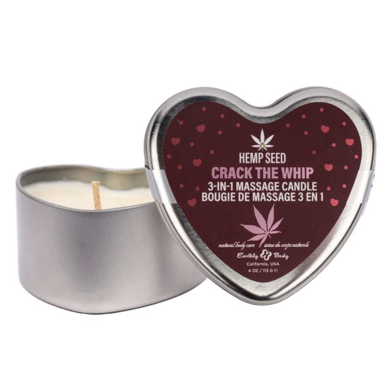 Hemp Seed 3 in 1 Massage Heart Candle 113g - Crack The Whip