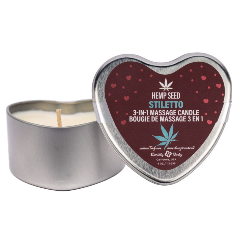 Hemp Seed 3 in 1 Massage Heart Candle 113g - Stiletto