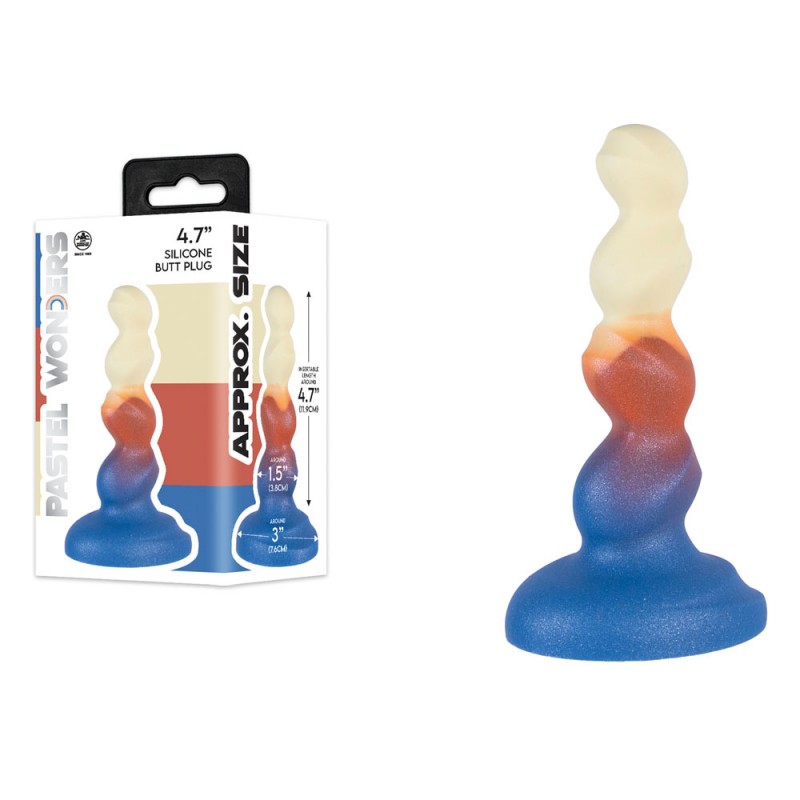 Pastel Wonders Silicone Butt Plug - Orange/Blue