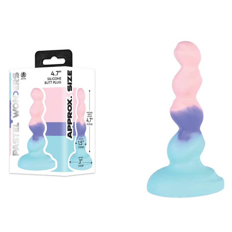Pastel Wonders Silicone Butt Plug - Pink/Purple/Blue