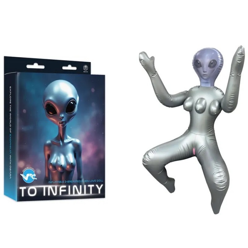 To Infinity Squatting Alien Love Doll Silver