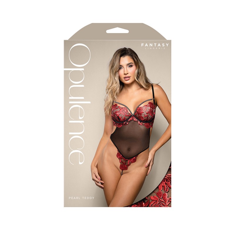 Opulence Floral Pearl Teddy - Red S/M Opulence Floral Pearl Teddy - Red S/M