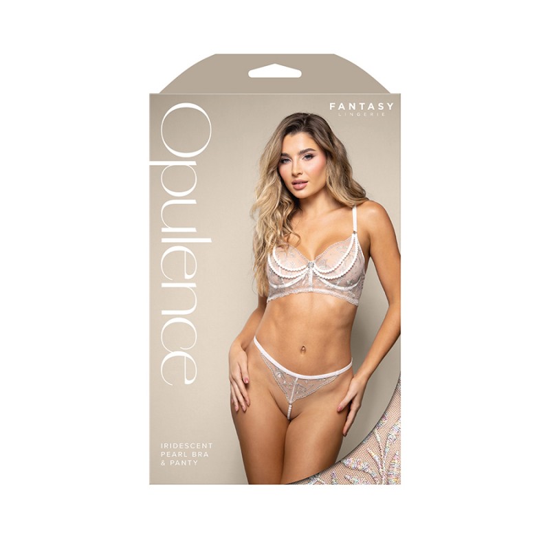 Opulence Iridescent Pearl Bra & Panty - White M/L Opulence Iridescent Pearl Bra & Panty - White M/L