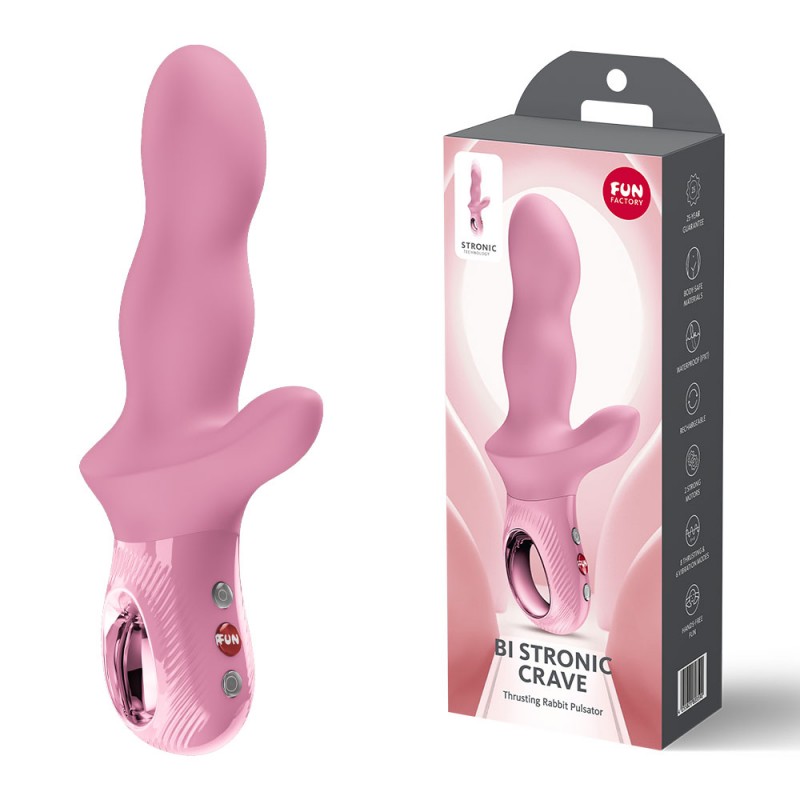 Bi Stronic Crave Thrusting Vibrator - Rose