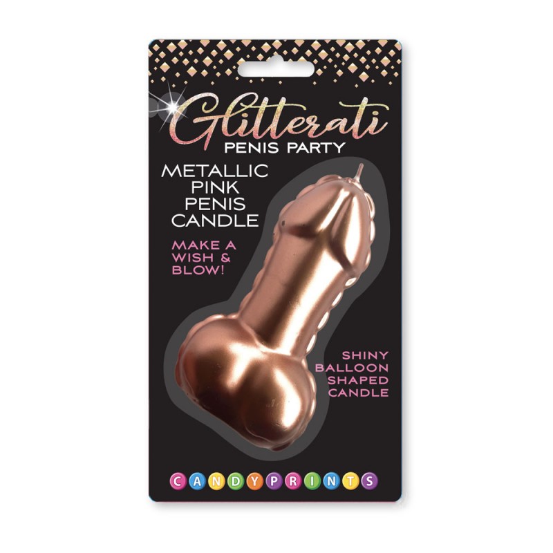 Glitterati Penis Candle - Metallic Pink