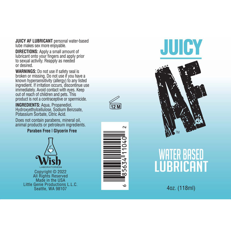 Juicy AF Water Based Lubricant - 118 ml Juicy AF Water Based Lubricant - 118 ml