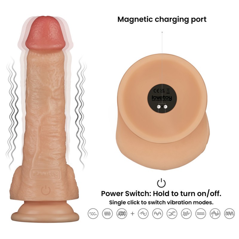 Power Basics 8'' Vibrating Dong - Flesh Power Basics 8'' Vibrating Dong - Flesh