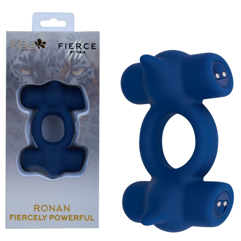 Maia Ronan Dual Vibrating Cock Ring- Blue