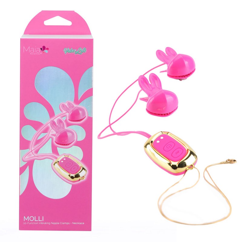 Maia Molli Vibrating Nipple Clamps - Pink