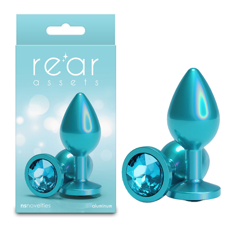 Rear Assets Iridescent Teal Butt Plug - Medium