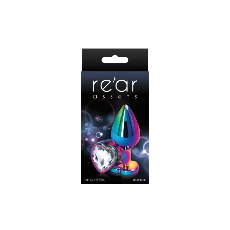 Rear Assets Multicoloured Butt Plug - Medium (Heart Clear Gem)