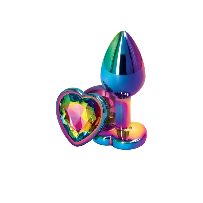 Rear Assets Multicoloured Butt Plug - Small (Heart Rainbow Gem)