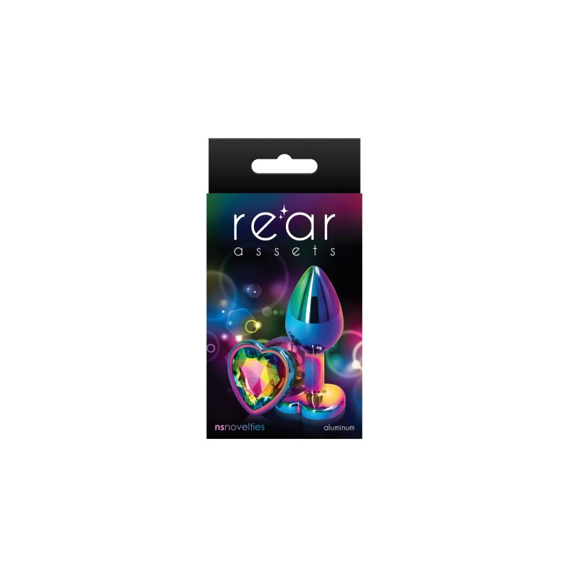 Rear Assets Multicoloured Butt Plug - Small (Heart Rainbow Gem)