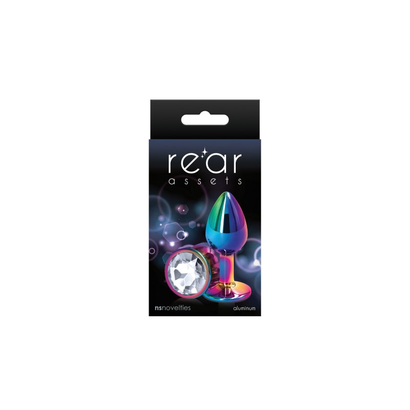 Rear Assets Multicoloured Butt Plug - Small (Round Clear Gem)
