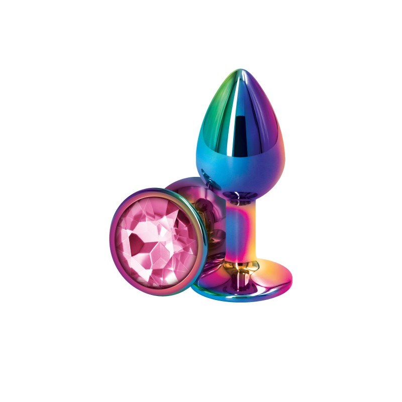Rear Assets Multicoloured Butt Plug - Small (Round Pink Gem)