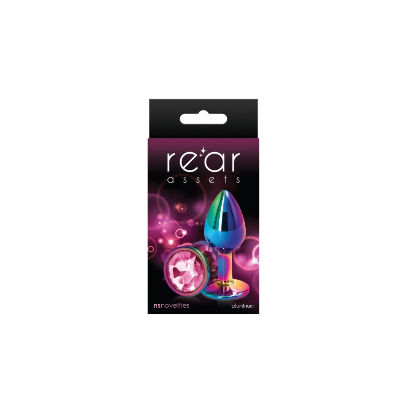 Rear Assets Multicoloured Butt Plug - Small (Round Pink Gem)
