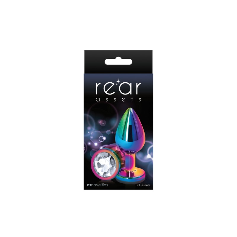 Rear Assets Multicoloured Butt Plug - Medium (Round Clear Gem)